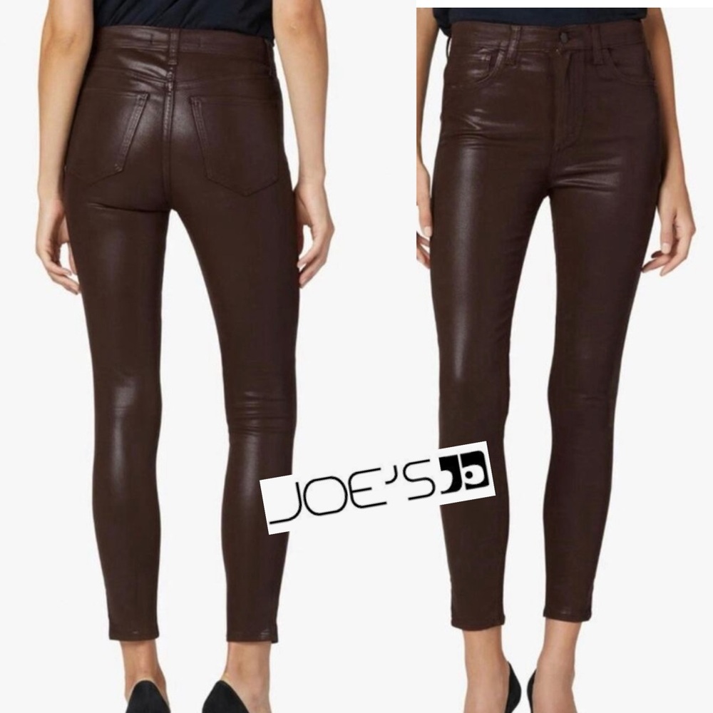 NWT Joe's Jeans The Charlie High Rise Skinny Ankle Coated Cocoa Bean Size 32